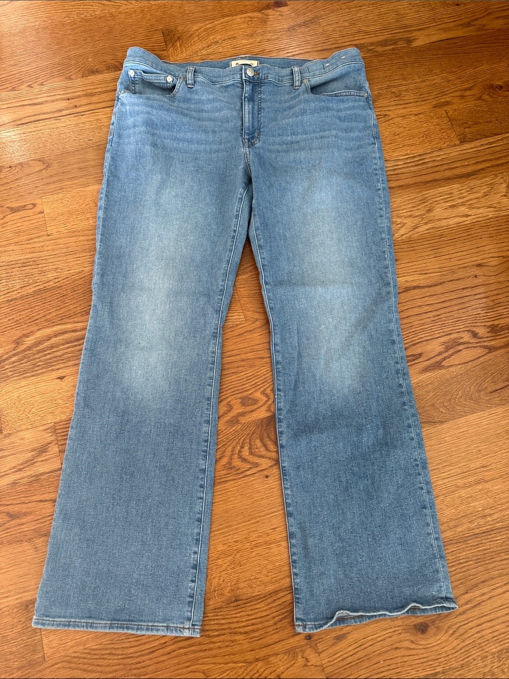 Madewell Kick Out Full-Length Jeans Size 33 Blue Kick Flare Hemp Stretch